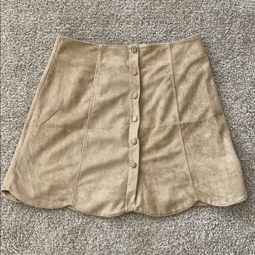 Blue Rain Velvet Tan Scallop Skirt